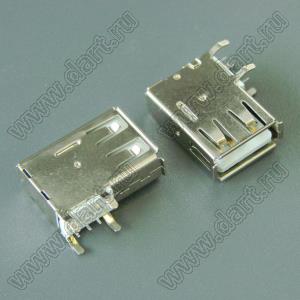 US01-213BR (482040001) розетка USB2.0 на плату для выводного монтажа угловая вертикальные тип A