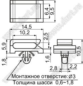 MIS-2 фиксатор жгута проводов с защелкой в панель; нейлон-66 (UL); натуральный