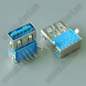 US01-646 розетка USB3.0 на плату для выводного монтажа угловая горизонтальная тип A