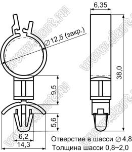 SLC-19 фиксатор жгута проводов с защелкой в панель; нейлон-66 (UL); натуральный