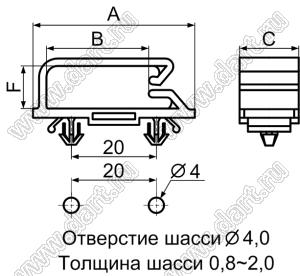 MIBA-2 фиксатор жгута проводов с защелками в панель; F=10,0мм; нейлон-66 (UL); черный