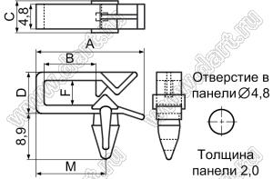 WPEG-3 зажим проводов с защелкой в панель; нейлон-66 (UL); натуральный