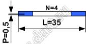 BLFPC P0,5 4PIN 35mm шлейф плоский сверхтонкий FFC/FPC; 4; длина 35мм; контакты на одной поверхности