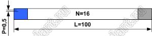 BLFPC P0,5 16PIN 100mm REV шлейф плоский сверхтонкий FFC/FPC; 16; длина 100мм; контакты на разных поверхностях