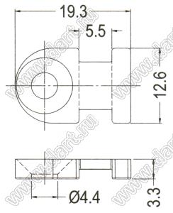 TH-8 фиксатор кабельной стяжки с отверстием под винт; 19,3x12,6мм; нейлон-66 (UL); натуральный