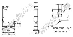 CHZA-1 фиксатор жгута проводов с защелкой в панель; нейлон-66 (UL); натуральный