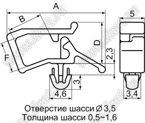 WPEM-1S зажим проводов с защелкой в панель; нейлон-66 (UL); натуральный