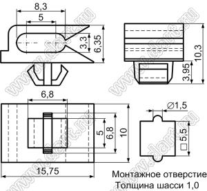 MIS-6 фиксатор жгута проводов с защелкой в панель; нейлон-66 (UL); натуральный