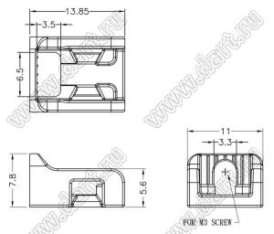 SWCM-1 фиксатор стяжки на винте M3; нейлон-66 (UL); черный