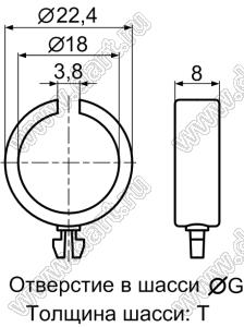 THCC-1(W) фиксатор жгута проводов с защелкой в панель; нейлон-66 (UL); натуральный