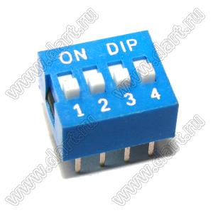 DS-04B (ВДМ1-4 имп., SWD1-4) переключатель типа DIP; шаг 2,54мм; 4-позиц.; синий