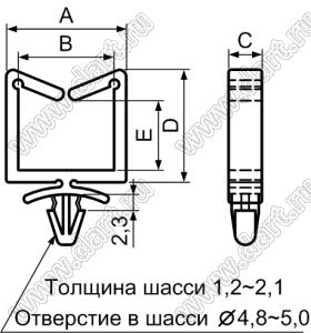 CHP-2 фиксатор жгута проводов с защелкой в панель; нейлон-66 (UL); натуральный