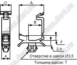 CHI-6 фиксатор жгута проводов с защелкой в панель; нейлон-66 (UL); натуральный