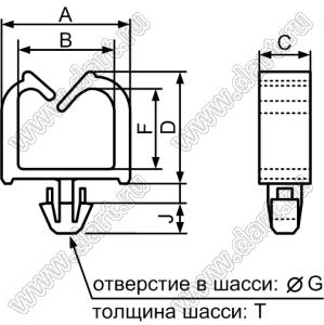 MWS-15S фиксатор жгута проводов с защелкой в панель; нейлон-66 (UL); натуральный