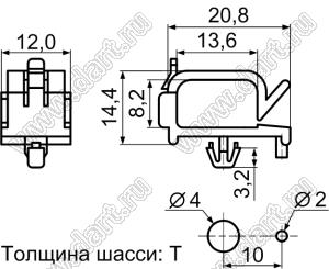 MIS-10 фиксатор жгута проводов с защелкой в панель; нейлон-66 (UL); натуральный