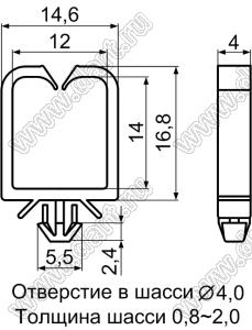 MWS-34 фиксатор жгута проводов с защелкой в панель; нейлон-66 (UL); черный