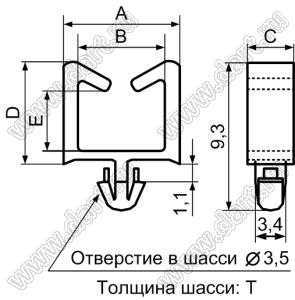 MWS-13 фиксатор жгута проводов с защелкой в панель; нейлон-66 (UL); натуральный