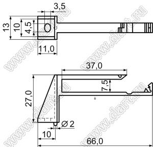 CHW-2 фиксатор проводов с крепление винтом М3; нейлон-66 (UL); черный