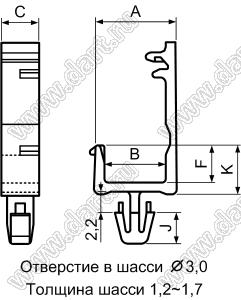 CHL-3 фиксатор жгута проводов с защелкой в панель; нейлон-66 (UL); натуральный