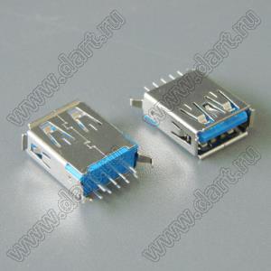US10-007 розетка USB3.0 на плату для выводного монтажа прямая вертикальные тип A