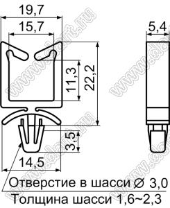 CHA-8 фиксатор жгута проводов с защелкой в панель; нейлон-66 (UL); черный