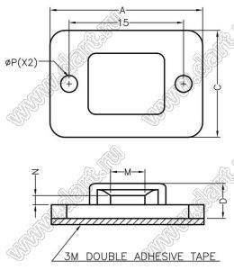 CM-29(3M) площадка самоклеящаяся под стяжку; 20,0x14,0мм; нейлон-66 (UL); черный