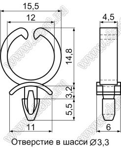 CHBA-1 фиксатор жгута проводов с защелкой в панель; нейлон-66 / нейлон-6 (UL); натуральный