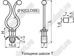 THG-14 фиксатор кабеля с защелкой в панель; H=6,0мм; нейлон-66 (UL); натуральный