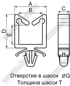 CHA-6L фиксатор жгута проводов с защелкой в панель; нейлон-66 (UL); натуральный