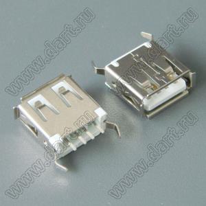 US01-698ST розетка USB2.0 на плату для выводного монтажа прямая вертикальные тип A