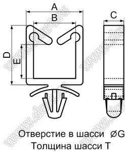 CHA-9 фиксатор жгута проводов с защелкой в панель; нейлон-66 (UL); натуральный