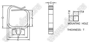 CHD-19 фиксатор жгута проводов с защелкой в панель; нейлон-66 (UL); натуральный