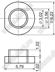 TW-19 втулка изолирующая для транзистора в корпусе TO-220; нейлон-66(UL); нейлон-46 (UL); 94V-0; натуральный