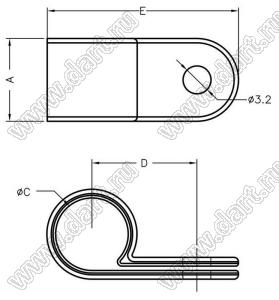 CC-29 фиксатор кабеля с креплением винтом; C=8,3мм; нейлон-66 (UL); натуральный