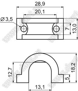 CLT-7 фиксатор кабеля с винтовым креплением 2xМ3; нейлон-66 (UL); серый