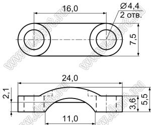 CLT-5 фиксатор кабеля с винтовым креплением 2xМ4; нейлон-66 (UL); натуральный