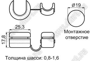 SB7R-7SP изолятор проводов проходной; сечение кабеля=Ø12~15,2мм; нейлон-66 (UL); черный