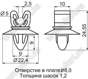 CHUK-1(B) фиксатор жгута проводов с защелкой в панель; нейлон-66; черный