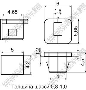 SBU-2 изолятор проводов проходной; нейлон-66 (UL); черный