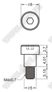 TGM4-11SW винт амортизатора; M4*0,7; A=8,0мм; B=5,15мм; C=5,0мм; E=4,01мм; сталь нержавеющая