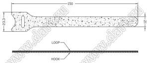 VCO15023 стяжка кабельная с липучкой Velcro; L=150мм; нейлон; черный