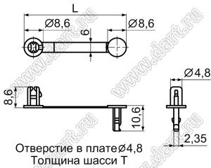 CCU-2 зажим кабеля с защелкой в панель; L=51,6мм; нейлон-6 / нейлон-66 (UL); черный