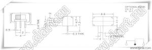 SK-12D09-G6 переключатель движковый угловой; 1P2T; I=0,3А; U=50В