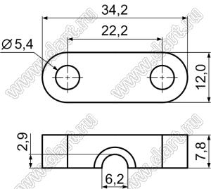 CLT-8 фиксатор кабеля с винтовым креплением 2xМ5; нейлон-66 (UL); черный