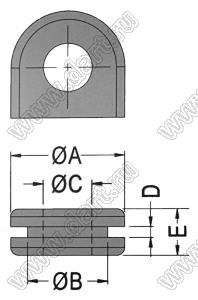 GM-137NBR втулка проходная под кабель; C=6,2мм; резина; цвет черный