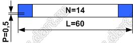 BLFPC P0,5 14PIN 60mm шлейф плоский сверхтонкий FFC/FPC; 14; длина 60мм; контакты на одной поверхности