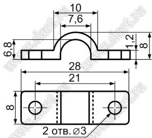 CLM-7.5 фиксатор кабеля с винтовым креплением 2xМ3; нейлон-66 (UL); натуральный