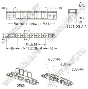 GULY-6AB-XXF канал кабельный сборный; нейлон-66 (UL); черный