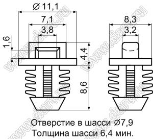 CCMF-1 фиксатор стяжки для проводов на защелке; нейлон-66 (UL); натуральный