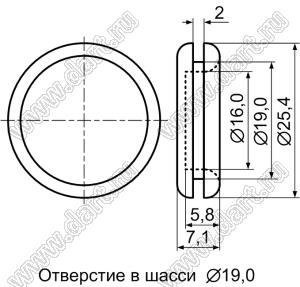 DGB-19 заглушка круглого отверстия; черная; Dотв.=19,0мм